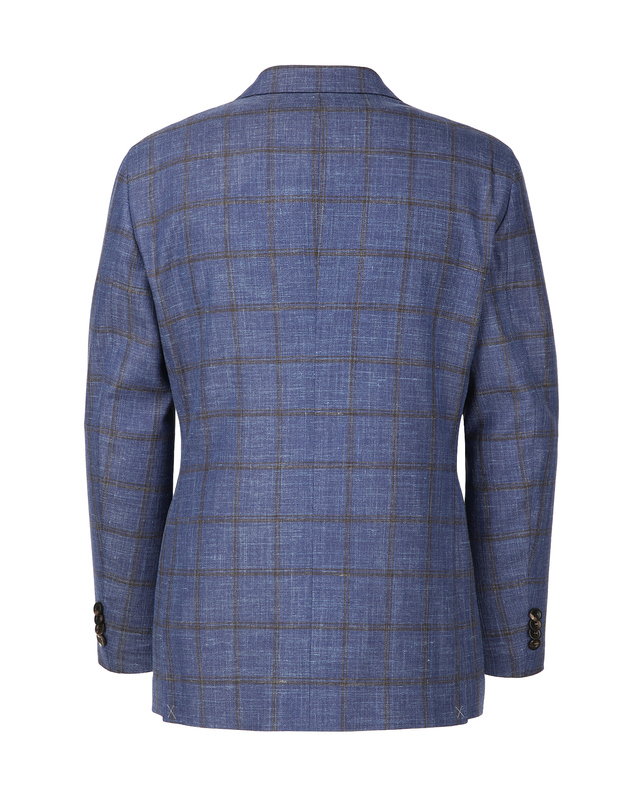 마에스트로 남성 [LORO PIANA 원단] 블루 체크 긴팔자켓 착용컷