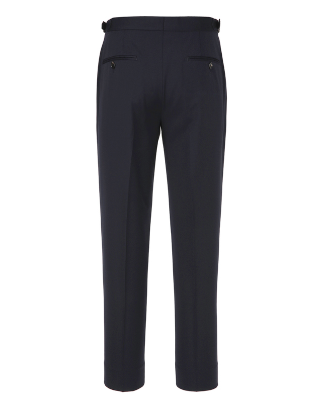 마에스트로 남성 다크네이비 울 블렌드 비즈니스 셋업 팬츠 (One Pleated Tapered Fit) 진한 네이비 착용컷