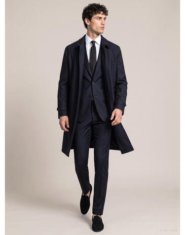 [LORO PIANA 원단] 다크네이비 울 트렌치