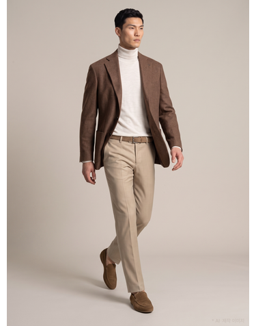 [CANONICO] 라이트브라운 투톤 울코튼 다잉라이크 자켓