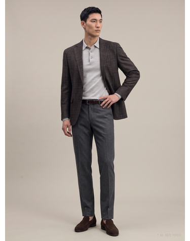 [LORO PIANA 원단] 다크와인 글렌체크 실크혼방 자켓