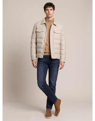 [ALBERO][LORO PIANA 원단] 다크베이지 셔츠형 다운 점퍼