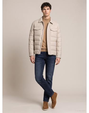 [ALBERO][LORO PIANA 원단] 다크베이지 셔츠형 다운 점퍼