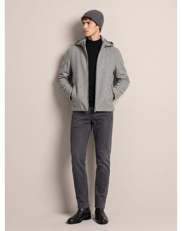 [ALBERO][LORO PIANA 원단] 그레이 캐시미어 후디드 다운 점퍼