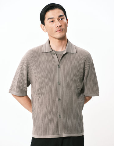 그레이 플리츠 가디건