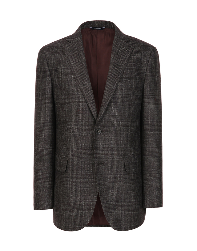 마에스트로 남성 [LORO PIANA 원단] 다크와인 글렌체크 실크혼방 자켓 진한 와인 착용컷