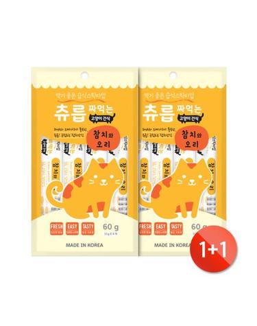 [1+1][츄릅] 짜먹는 참치 오리 60g 고양이간식