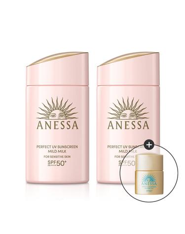 아넷사 퍼펙트 UV 선스크린 마일드 밀크 60ml 2개세트 (전고객밀크샘플+수량별사은품)