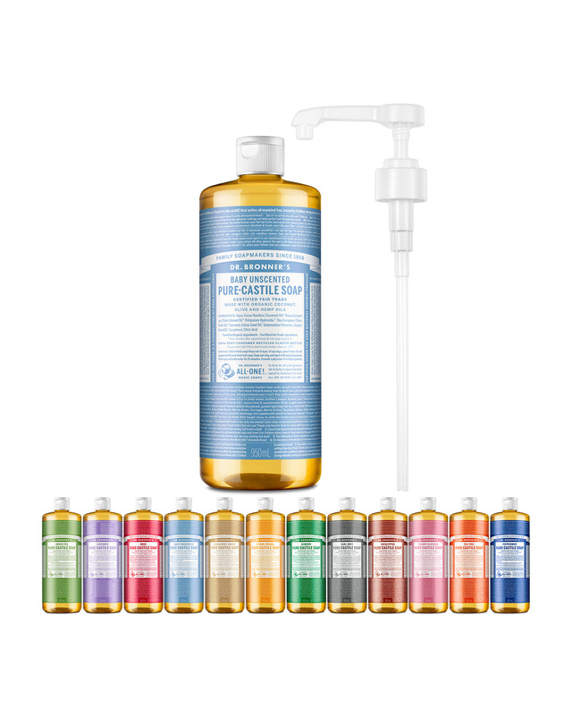 닥터 브로너스 닥터브로너스 [비건인증][공식] 캐스틸 솝 950ml+전용펌프 12종 택1 착용컷