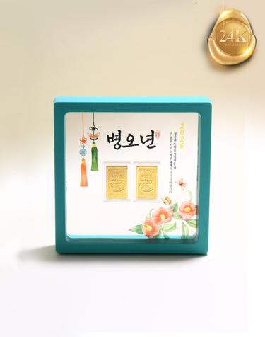 [제메이스] 24K 순금 복주머니 액자 기프트 특별선물 0.05g 2개