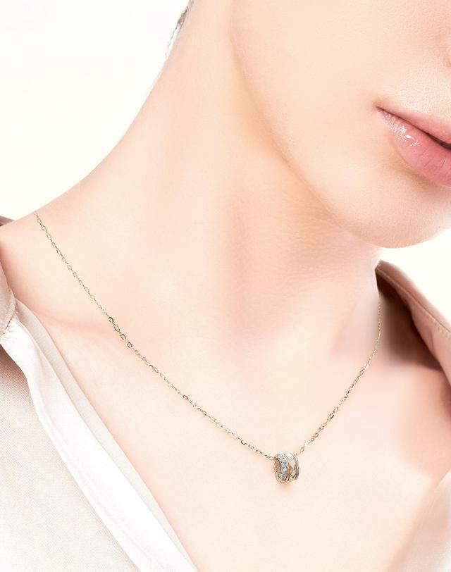 제메이스 [제메이스] 14K 레이어드 원통형 펜던트/목걸이 착용컷