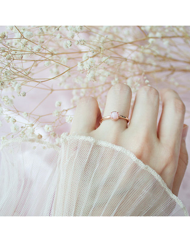 디유아모르 14k 반지 밀키로즈 링 착용컷