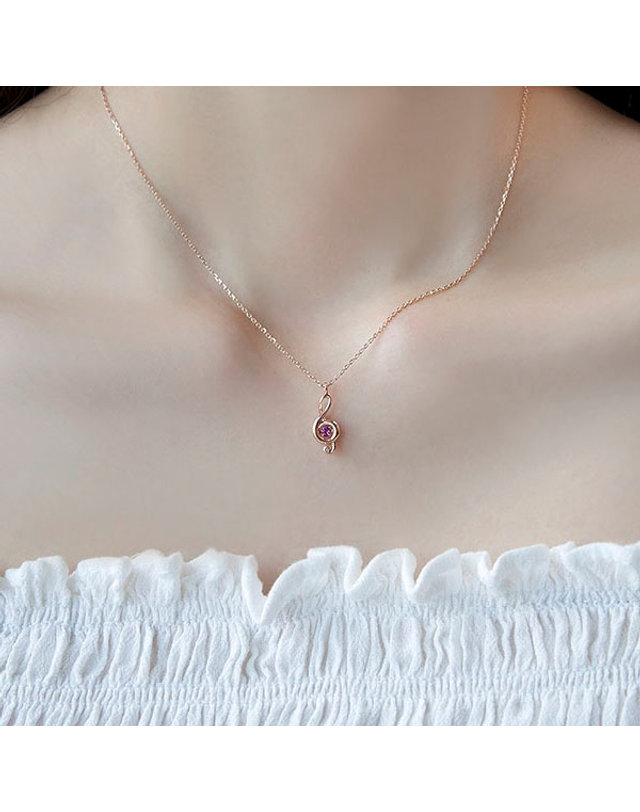 디유아모르 14k 목걸이 댄싱스톤루비노트 네크리스 착용컷