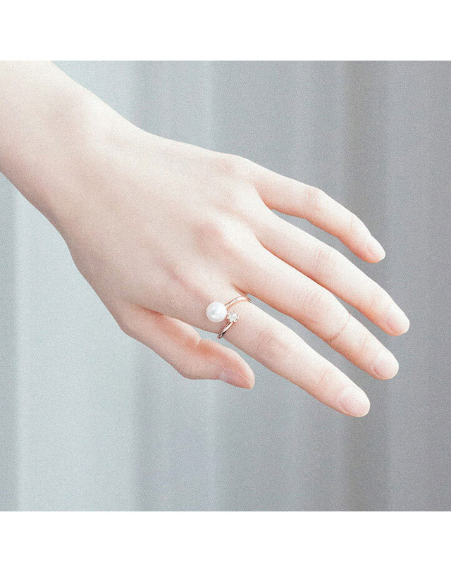 디유아모르 18k 반지 러프다이아진주 링 착용컷
