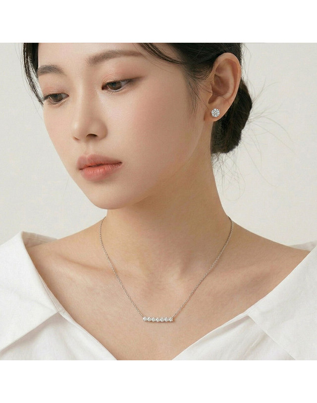 디유아모르 디유아모르 모이사나이트 7스톤 목걸이+귀걸이 세트 GRA보증서 착용컷