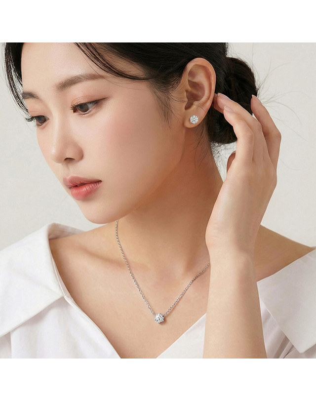 디유아모르 디유아모르 모이사나이트 1스톤 목걸이+귀걸이 세트 GRA보증서 착용컷
