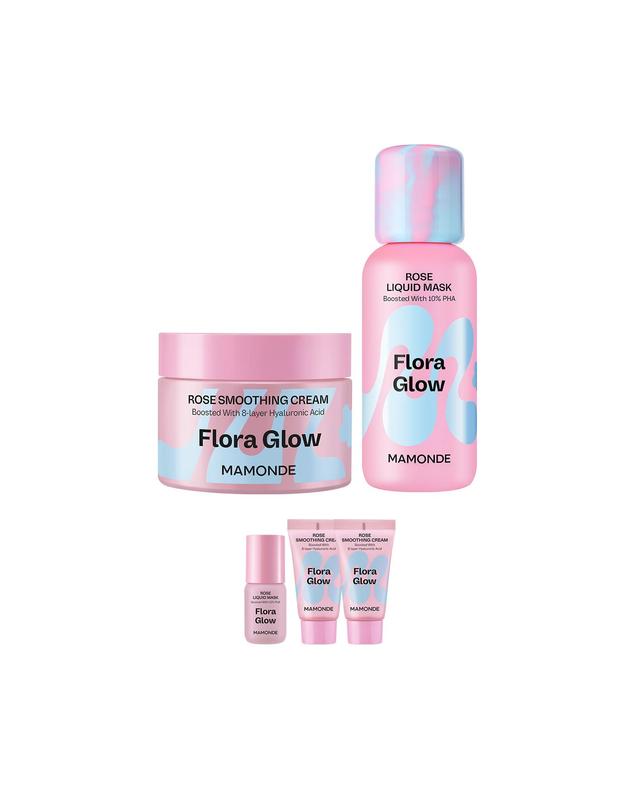 마몽드 플로라 글로우 로즈 리퀴드마스크 80ml + 스무딩크림 50ml 착용컷