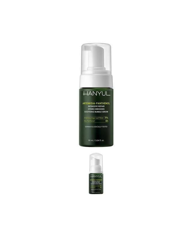 한율 쑥판텐 인텐시브 리페어 수분드레싱 진정 버블 세럼 90ml 착용컷