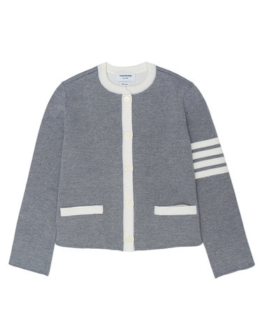 [THOM BROWNE] 톰브라운 더블 페이스 메리노 4-바 여성 카디건 재킷 FKJ056CY1002-055