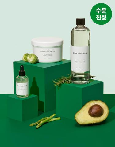 [피부진정] 그린푸드 수분 진정 3종세트 (그린푸드 세럼 50ml+토너 500ml+크림 500g)