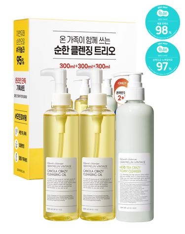 [눈시림없는저자극] [LF단독]BEST클렌징 2+1 (카놀라클렌징오일300mlx2+허브티폼클렌징300ml) 
