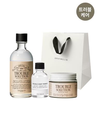 [선물추천][트러블케어] 트러블솔루션2종(스킨토너 130ml+젤크림 50g)+트러블돈트 30ml+쇼핑백증정