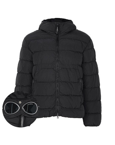 미세하자 씨피컴퍼니 26FW 블랙 가먼트다잉 크롬-R 고글 후드 덕 다운 자켓 21CMOW011A 005904G 999