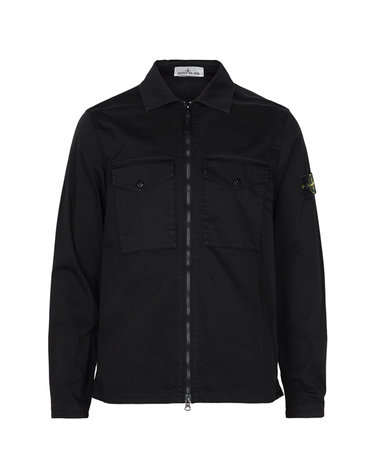 스톤아일랜드 26FW 블랙 스트래치 새틴 집업 오버 셔츠 자켓 L2S151200010 S0012 V0029