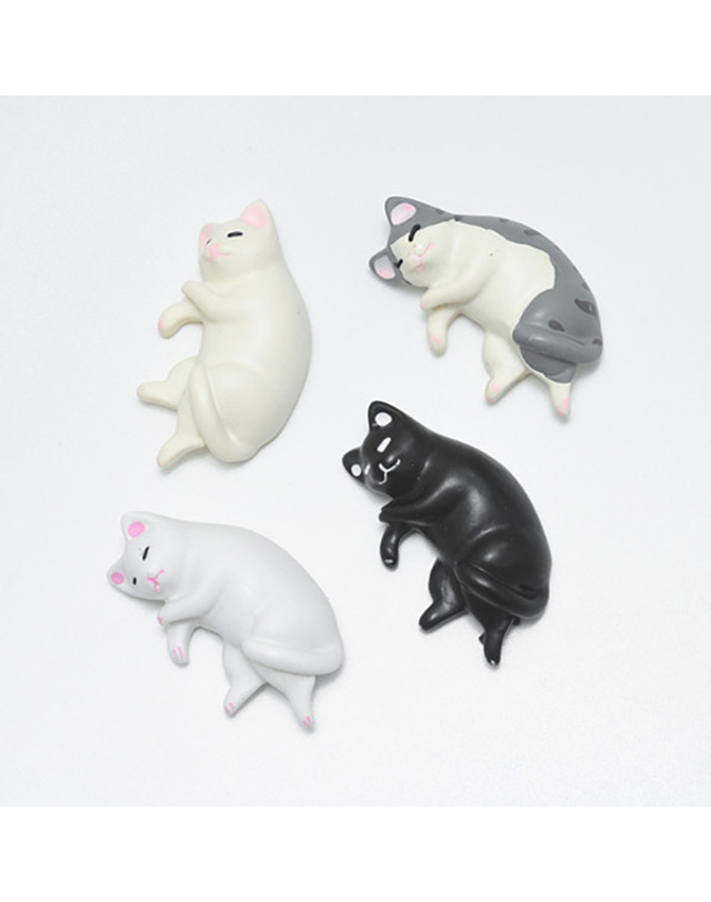 브리스크스타일 옆으로 누운 고양이 미니어처 냉장고 자석 리마인더 착용컷