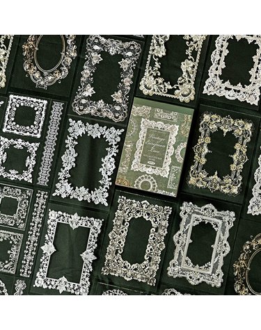 빈티지 레이스 자수 디자인 PET DIY 스티커 30장