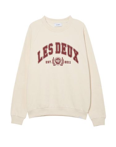 [LES DEUX] 아이보리 로고프린트 면 긴팔티셔츠