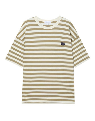 [MAISON LABICHE] 브라운 스트라이프 면 반팔티셔츠