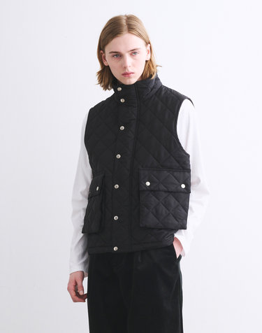 블랙 ELGIN QUILTED V 퀼팅 재킷