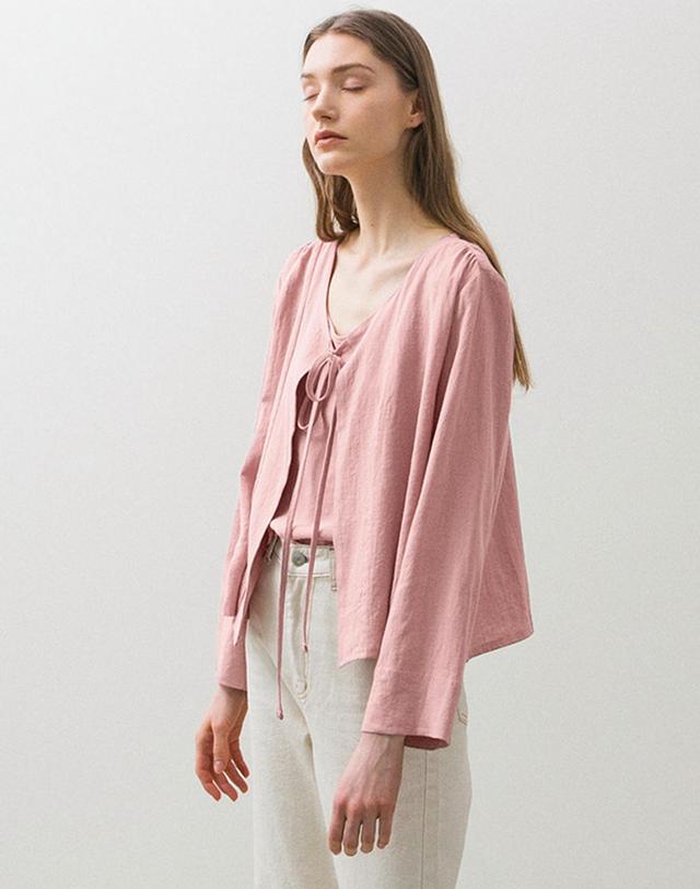 논로컬 Linen Sleeveless - Pink 착용컷