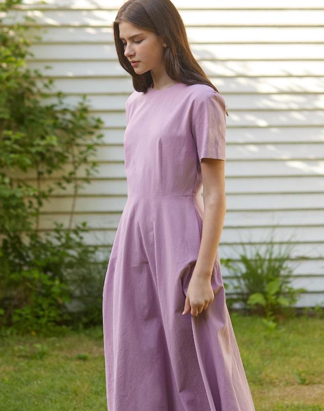 논로컬 Linen Flared Dress - Lavender 착용컷