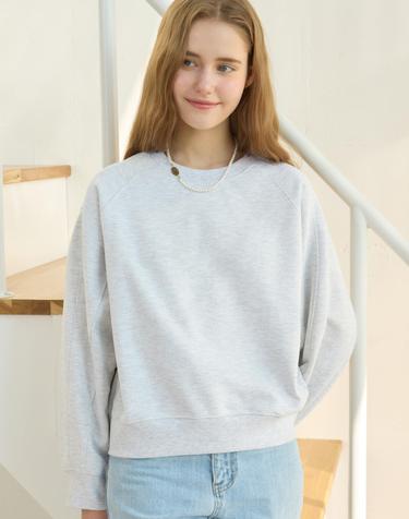 Rib Block Crop Sweatshirt - Light Grey
