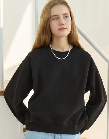 Rib Block Crop Sweatshirt - Black
