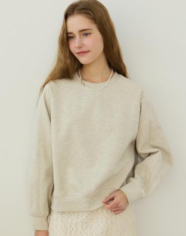 Rib Block Crop Sweatshirt - Oatmeal