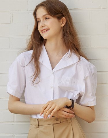Marine Collar Half-sleeves Shirt - 3Color