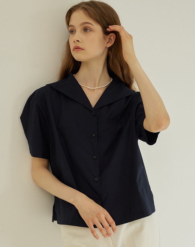 논로컬 Marine Collar Half-sleeves Shirt - 3Color 착용컷