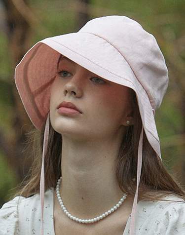 Linen Ribbon Bucket Hat - Pink