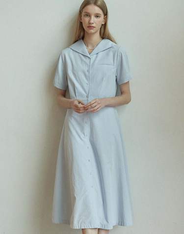 Marine Collar Dress - Sky Blue