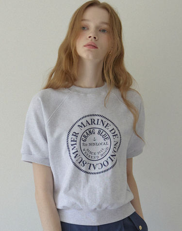 Marine Rope Half Sleeve Sweatshirt - Light Grey