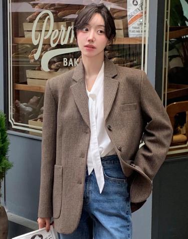 잉글랜드 울 클래식 자켓 - 브라운