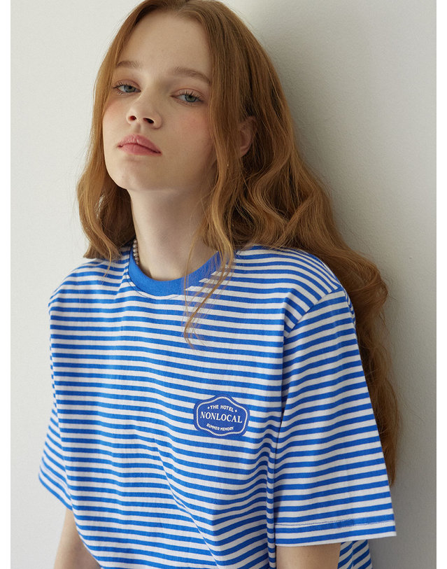 논로컬 Yacht Club T-shirt - Blue 착용컷