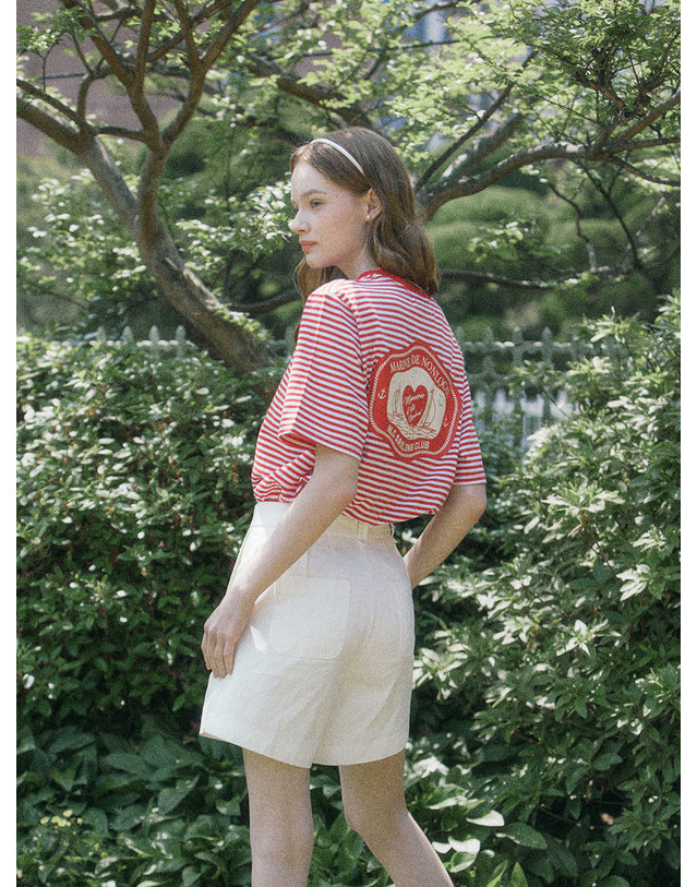 논로컬 Yacht Club T-shirt - Red 착용컷