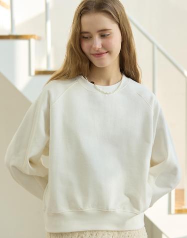 Rib Block Crop Sweatshirt - Off White