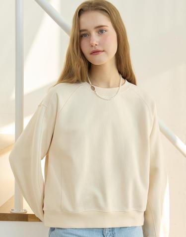 Rib Block Crop Sweatshirt - Cream
