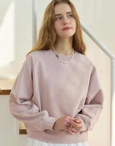 Rib Block Crop Sweatshirt - Indi Pink