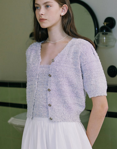 Candy Color Knit Cardigan - Purple